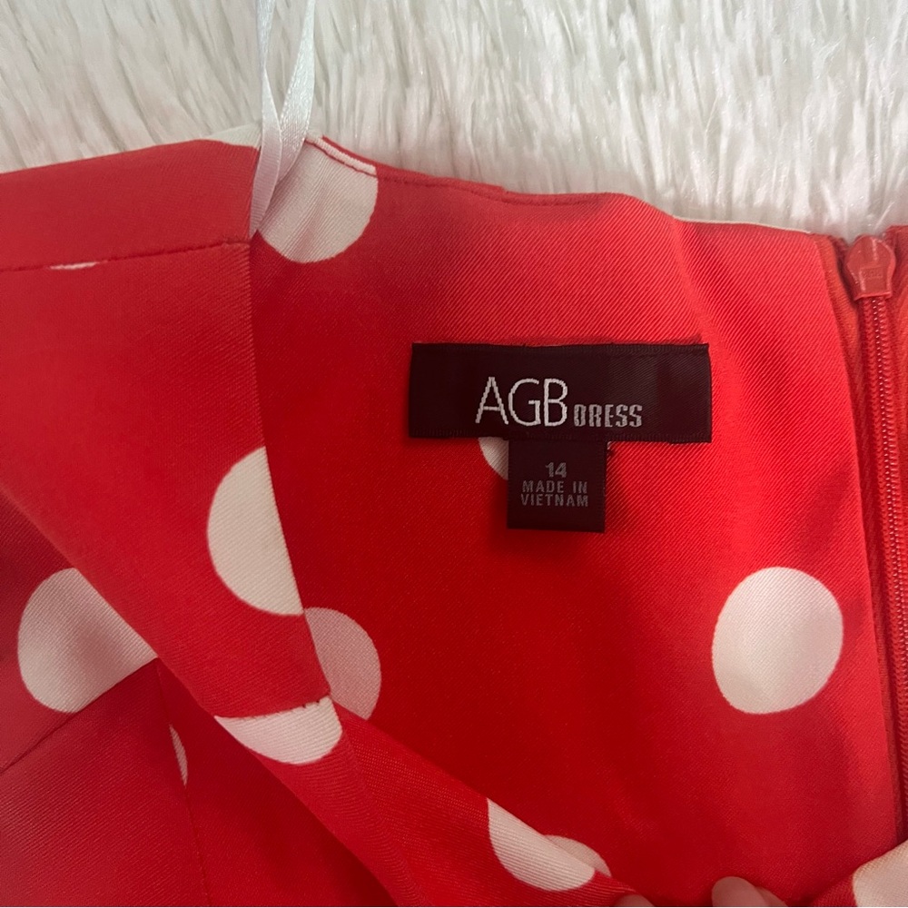 AGB Orange and White Polka Dot Dress - Picture 4 of 7